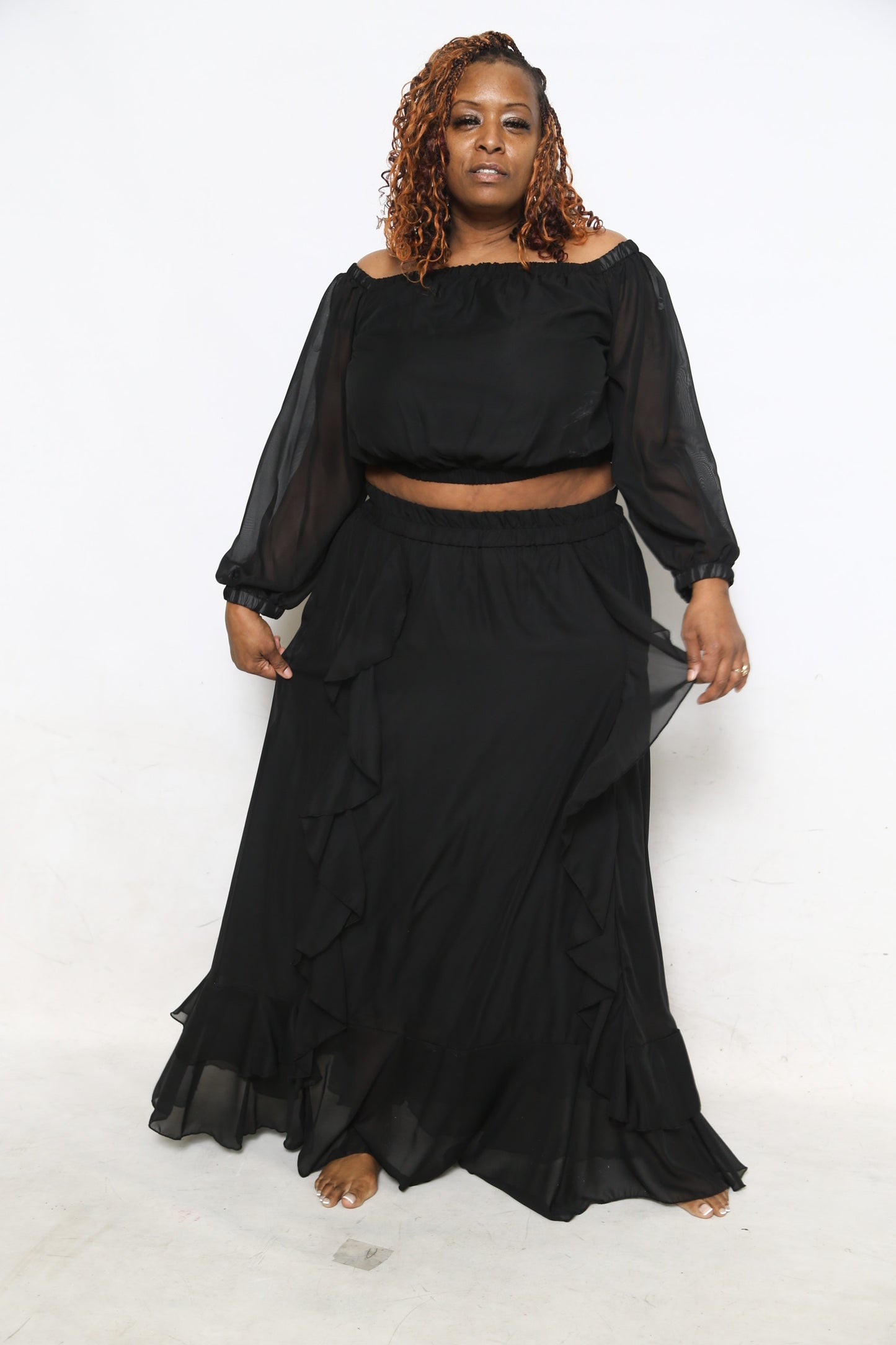 Black 2 piece Skirt Set