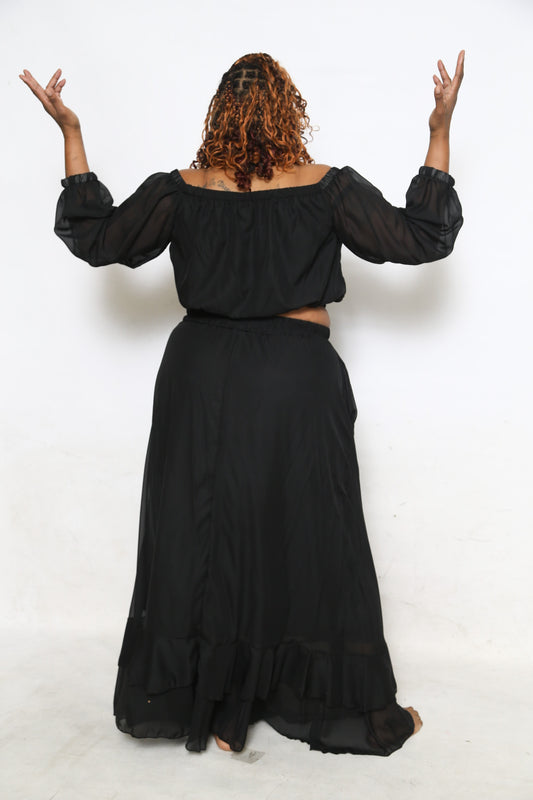 Black 2 piece Skirt Set