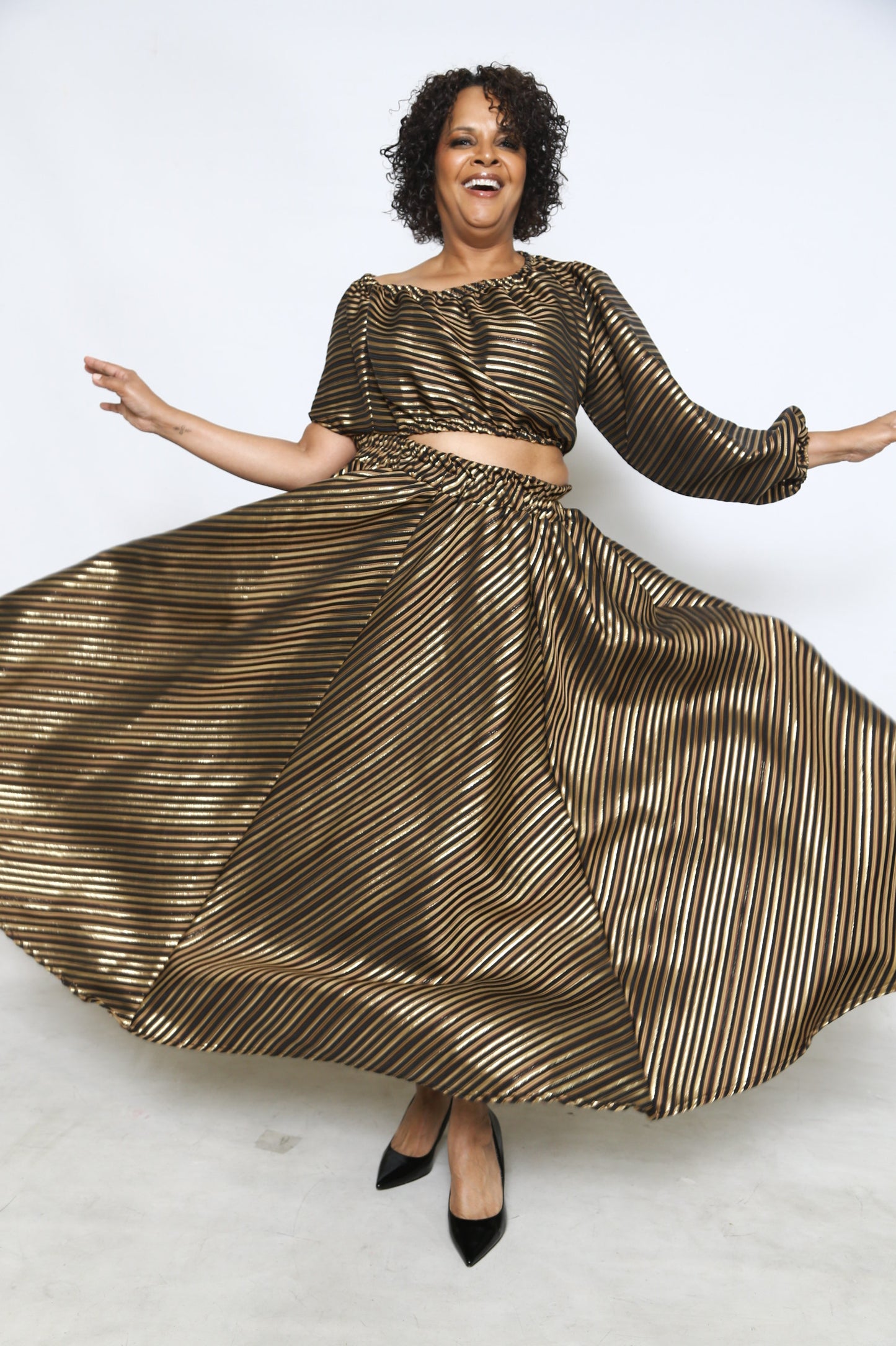 Gold and Black-1 arm dress