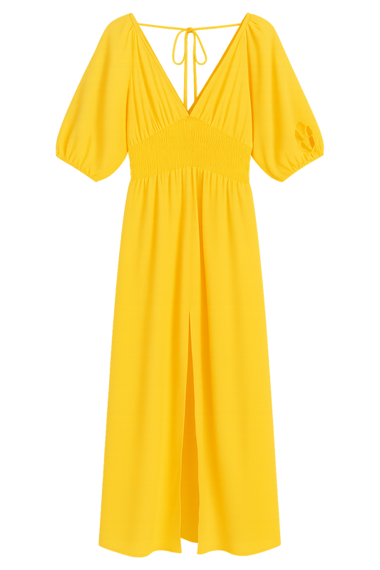 vibrant yellow midi dress
