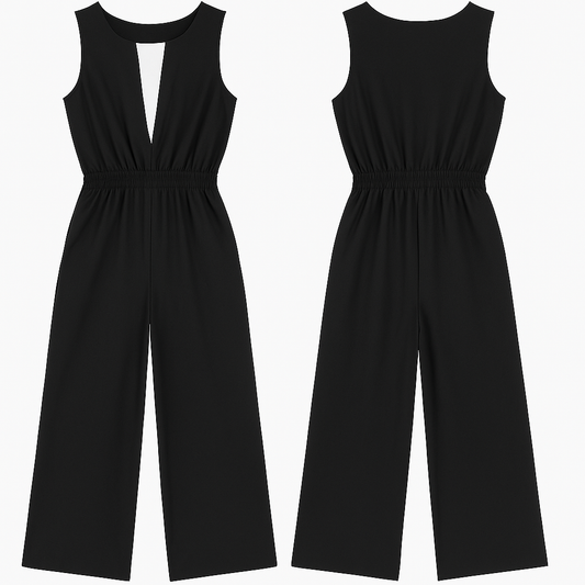 stylish and modern sleeveless black jumpsuit