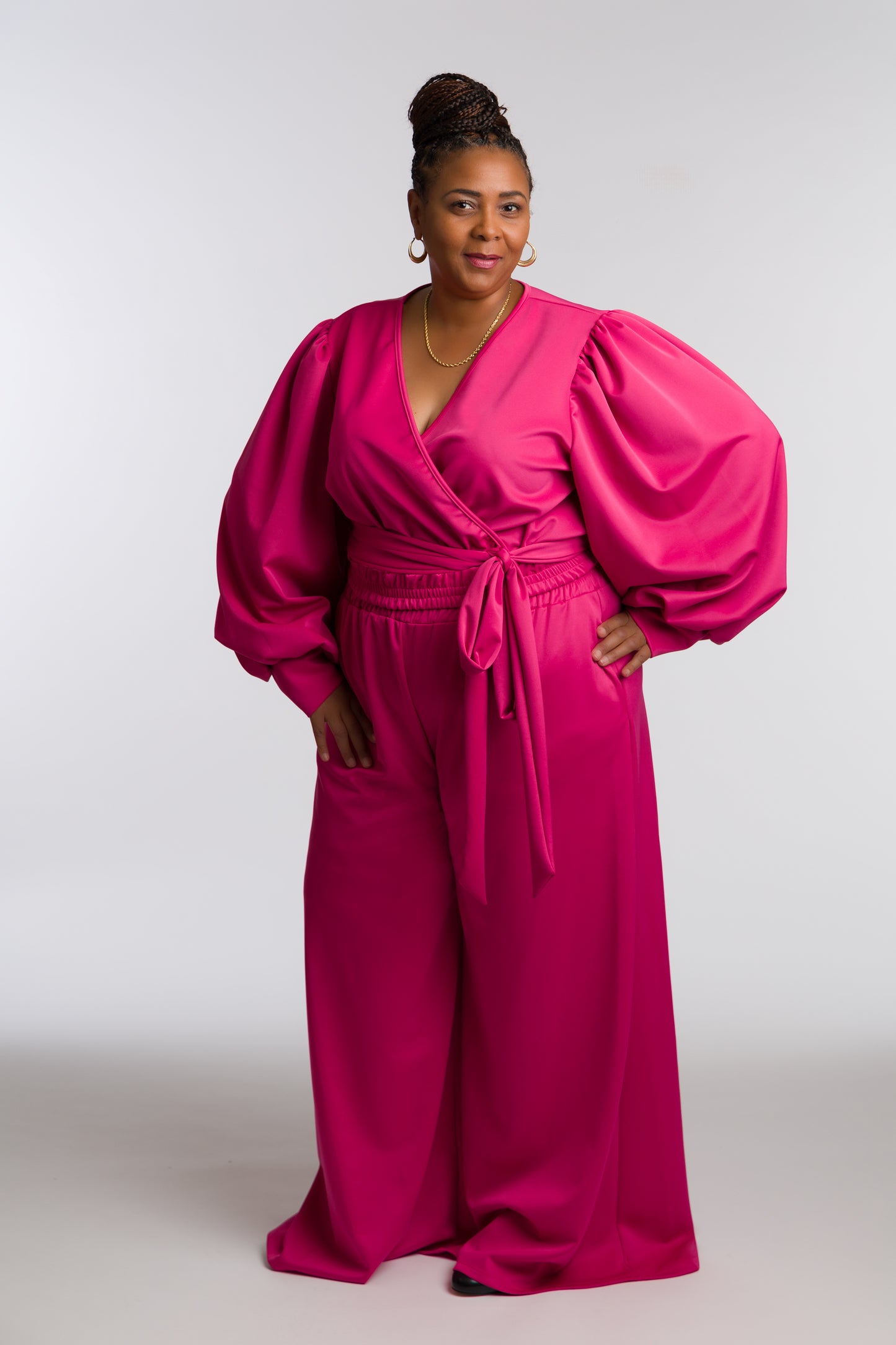 Fuschia Flare Pants Suit