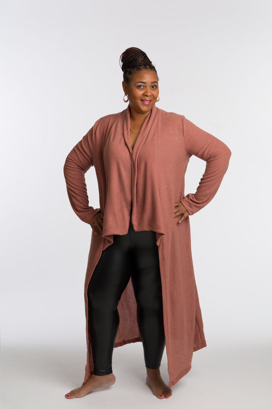 Draped Shawl Collar Cardigan